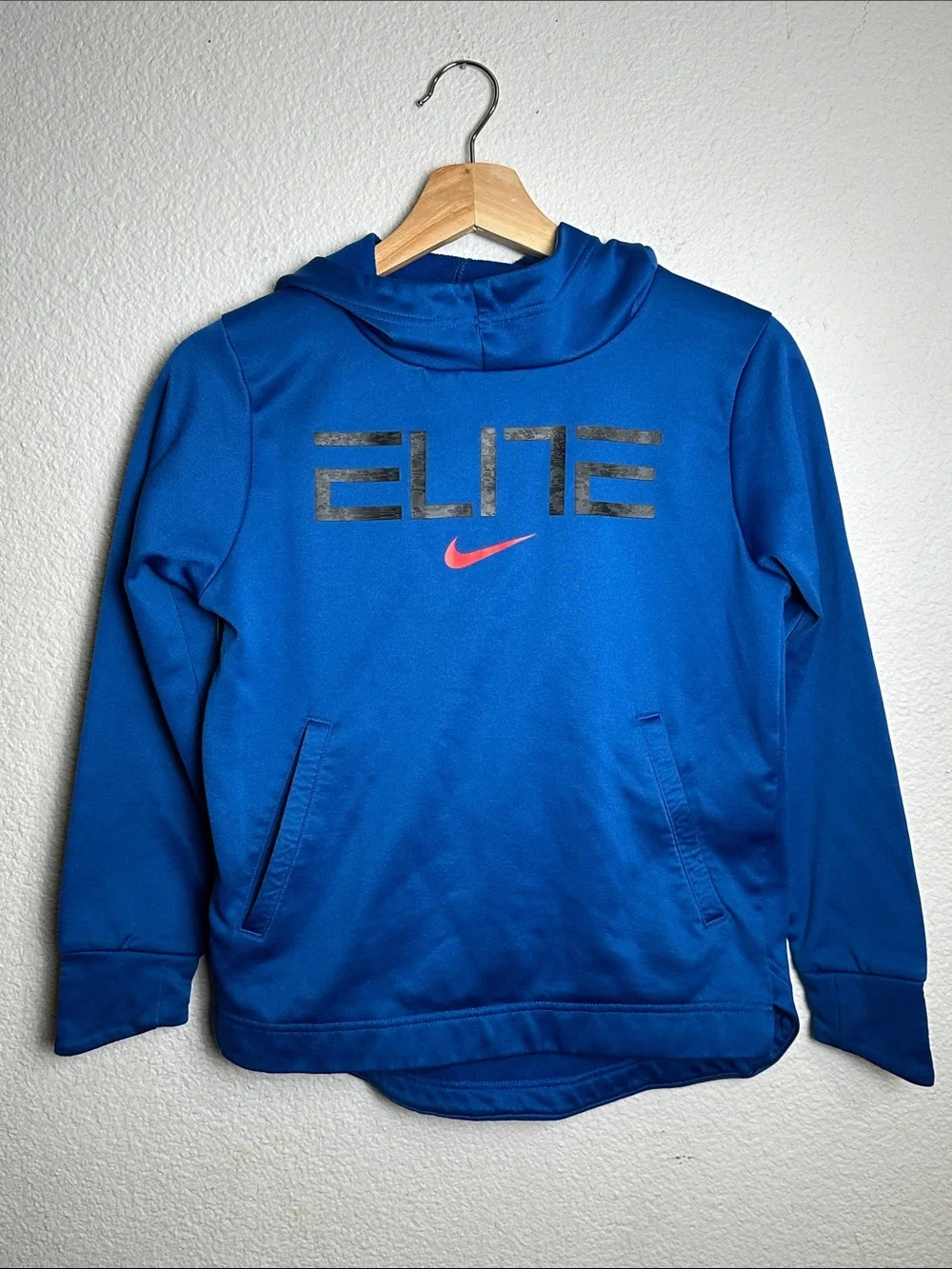 Nike Basketball Elite Blue Hooie Sweater Pullover Youth Kids Large